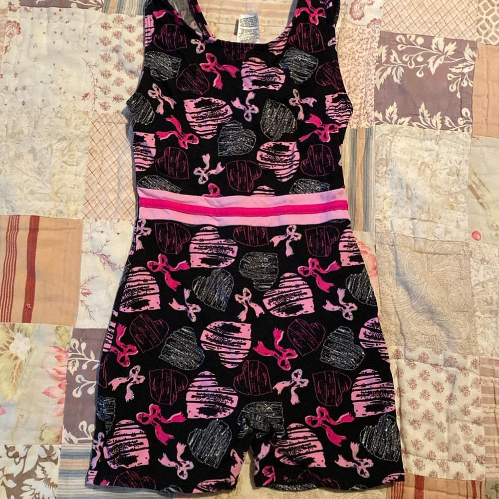 Gymnastics leotard xs. Gray hearts sparkle (hard to tell in pictures)